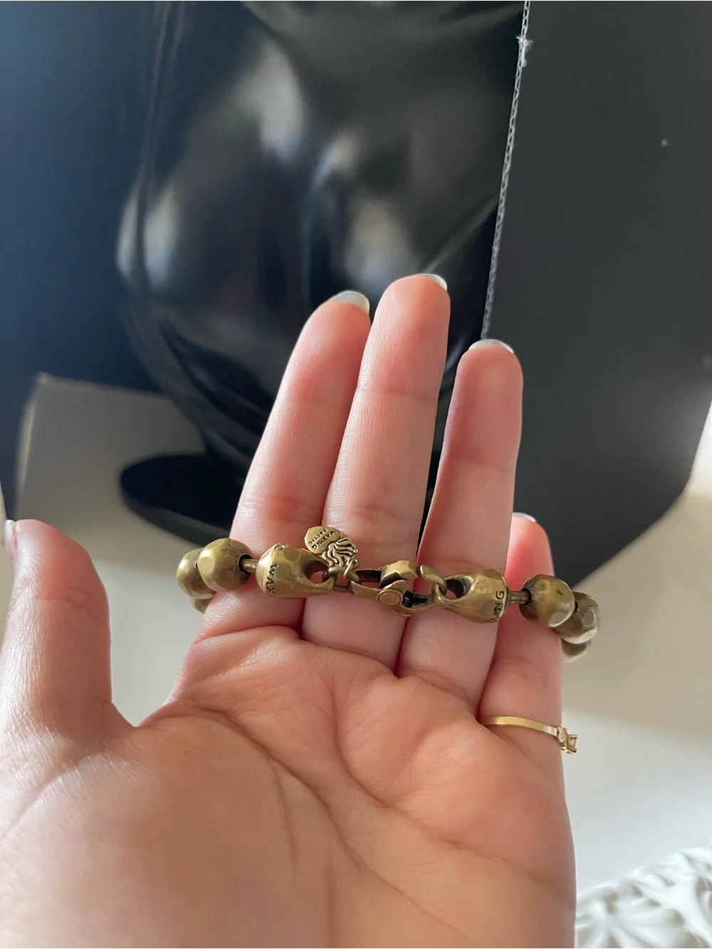 Vintage waxing poetic metal brass bracelet